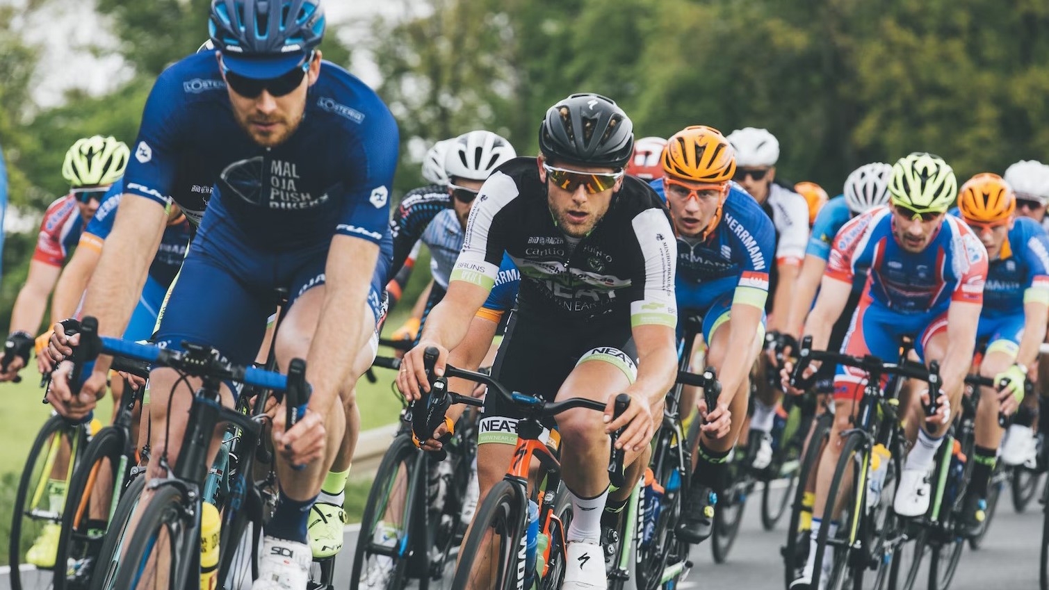 sports cyclists on a road